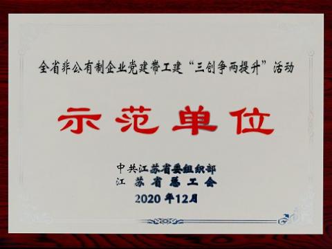 乐橙lc8集团荣获全省非公有制企业党建带工建 “三创争两提升”活动树模单位